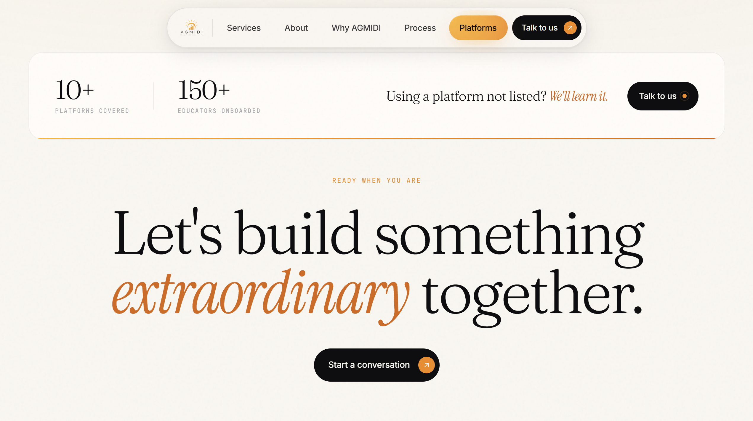 AGMIDI — brand system and motion treatment on the marketing site