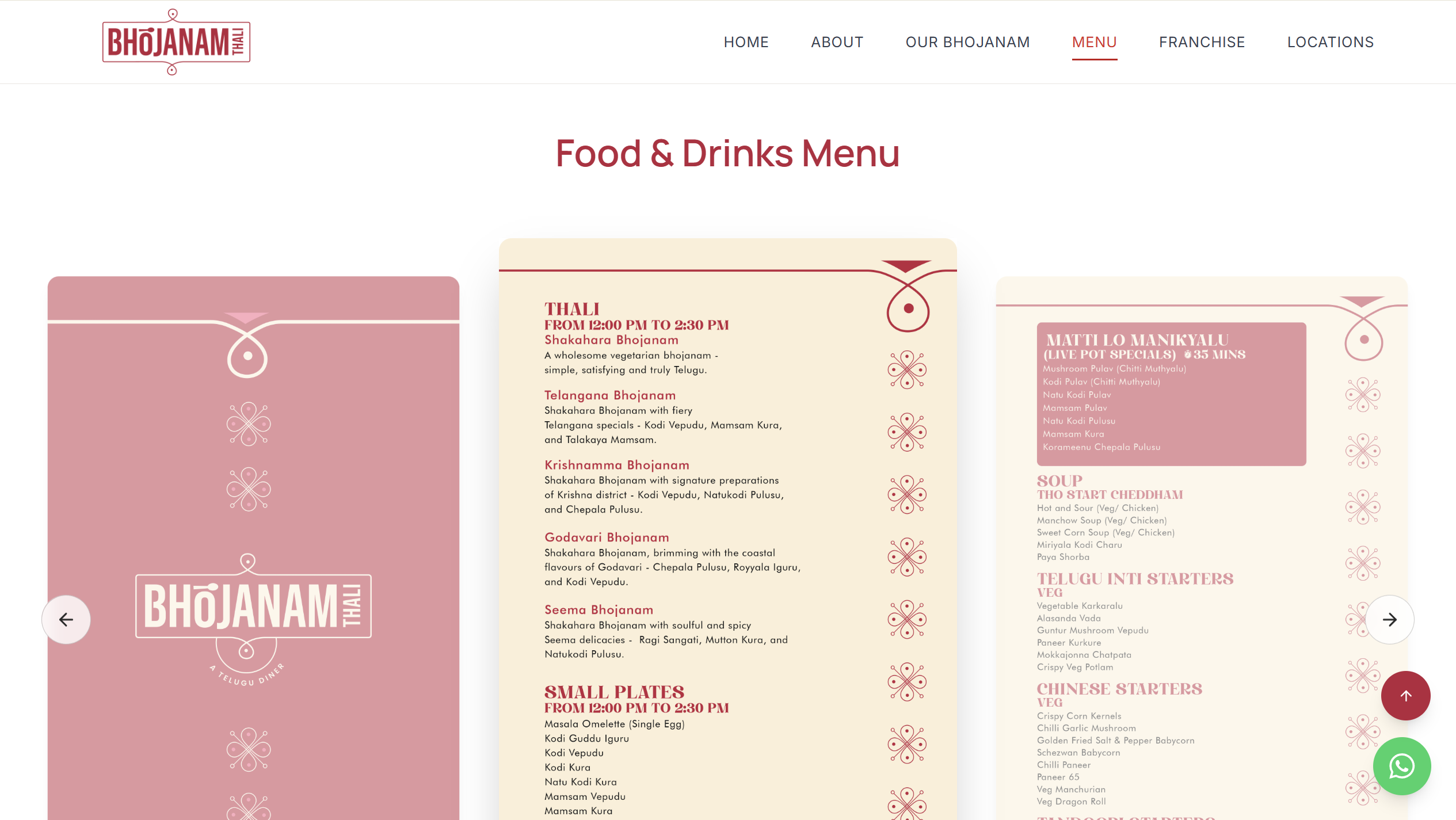 Bhojanam Thali — location and directions focused for guests