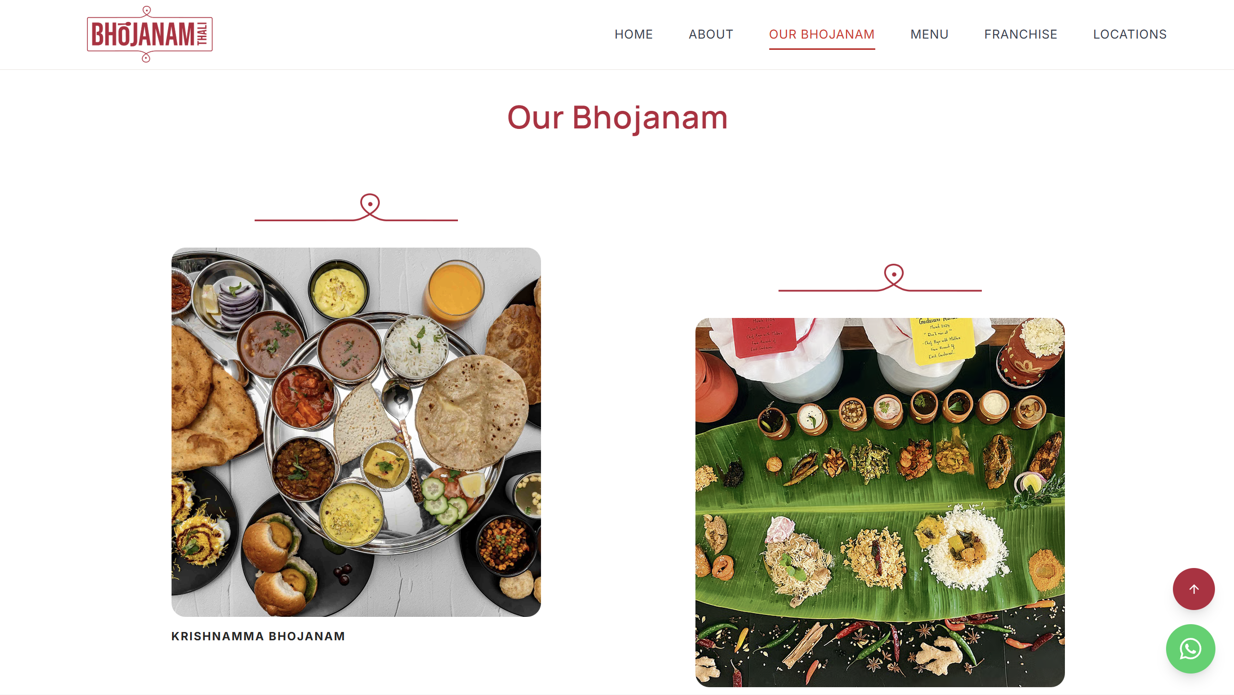 Bhojanam Thali — Telugu thali restaurant homepage