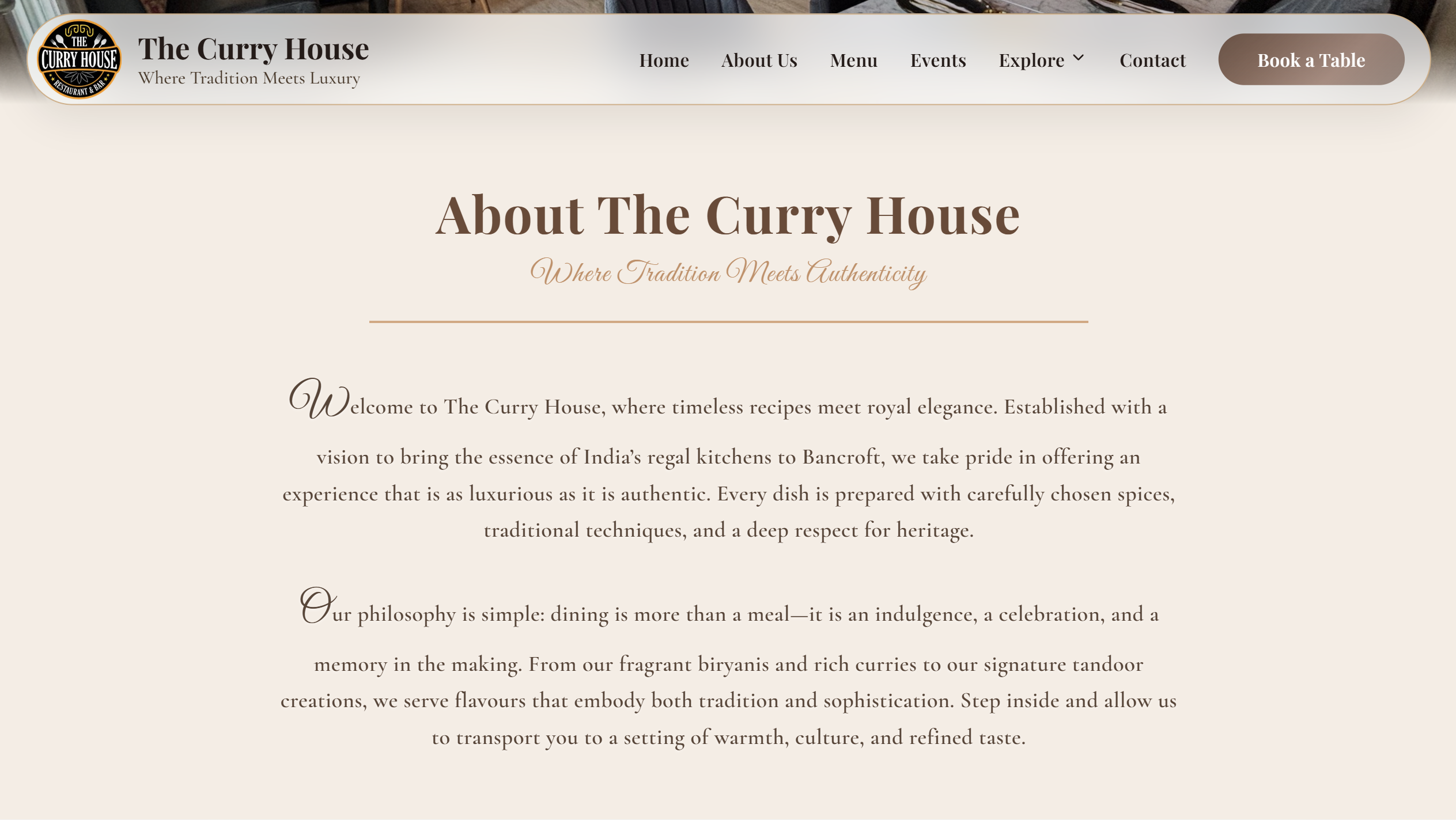 The Curry House — table booking and private events experience