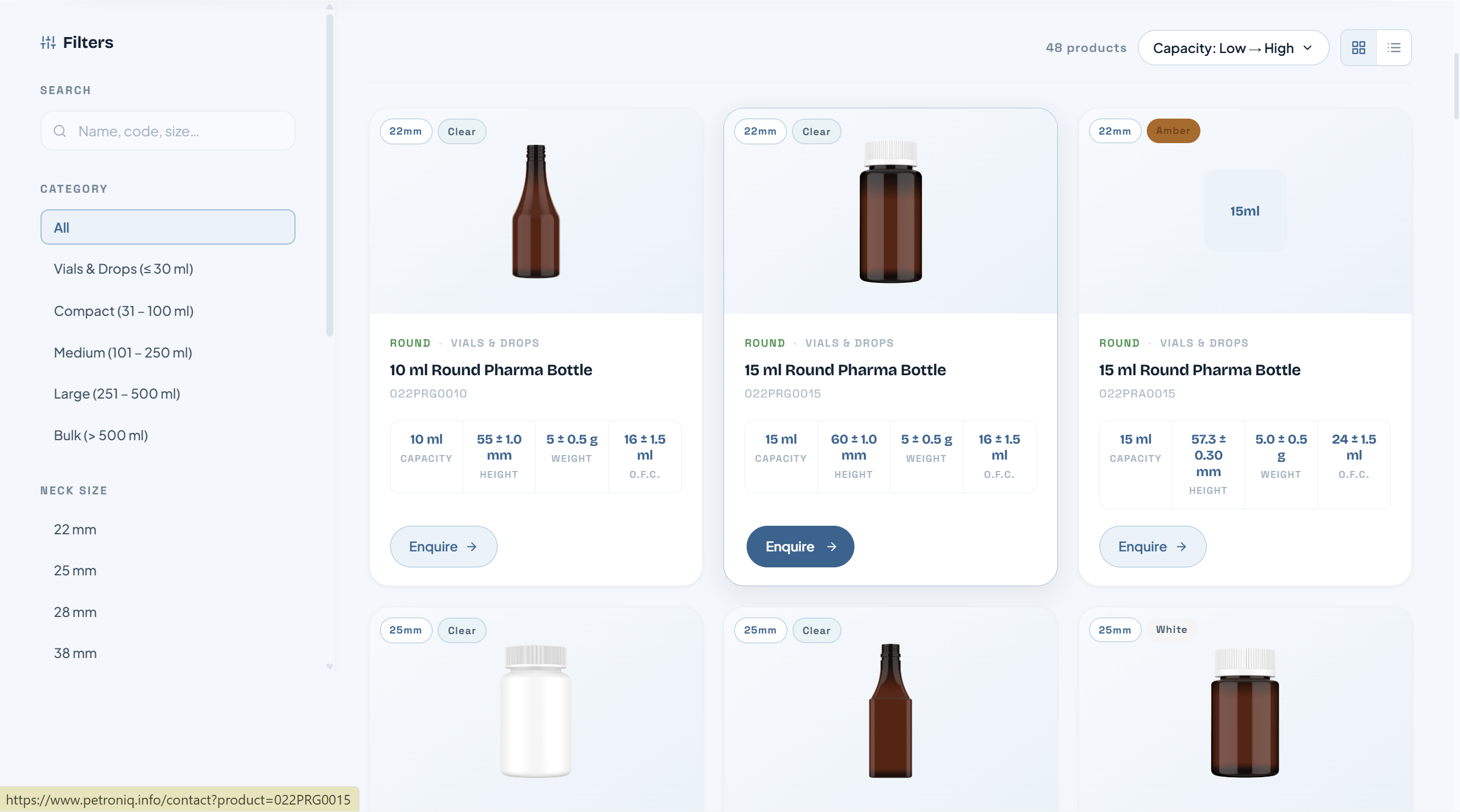 Petroniq Packaging — B2B quote request flow for packaging buyers