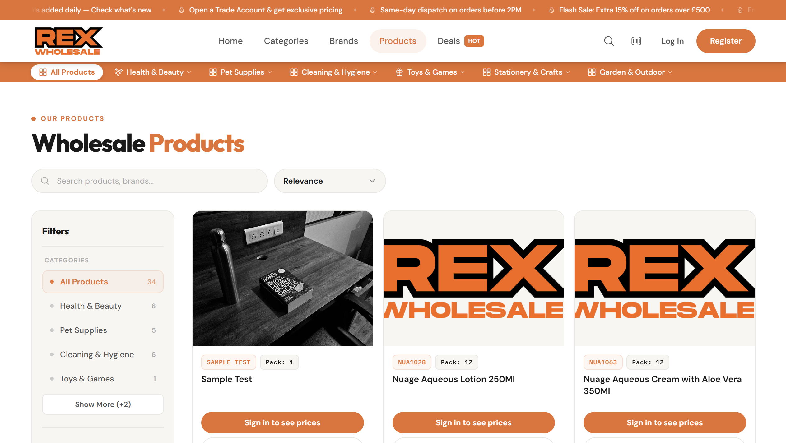 Rex Wholesale — live deals and exclusive trade pricing interface