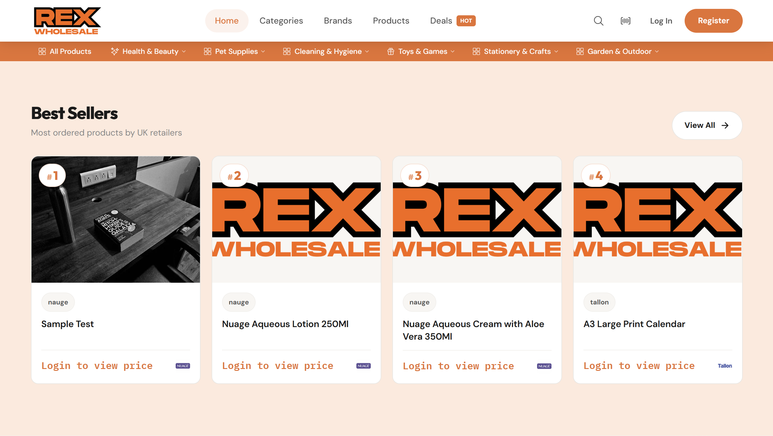 Rex Wholesale — product grid for busy UK shop owners restocking
