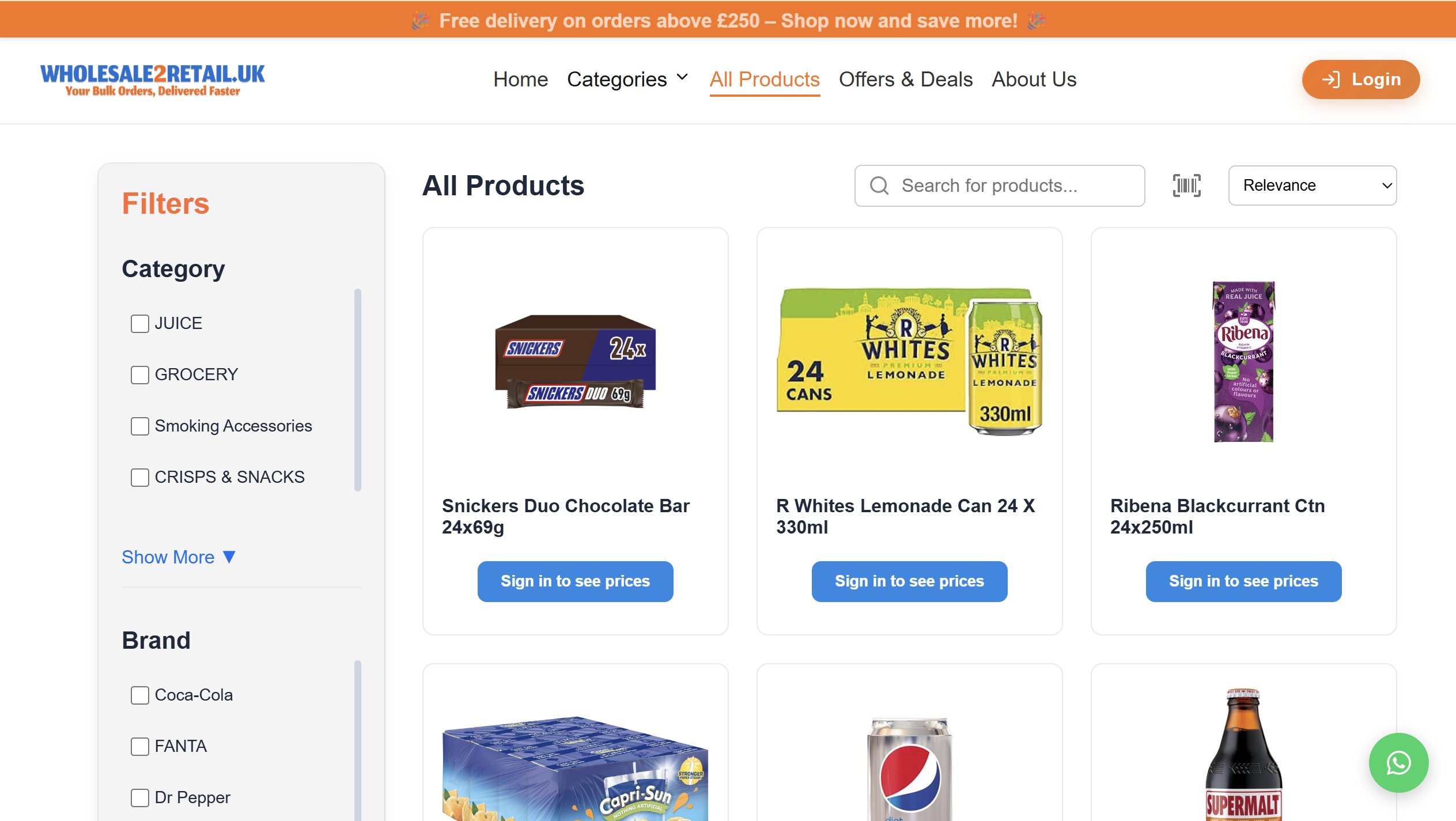 Wholesale 2Retail — browse experience across 500+ wholesale products